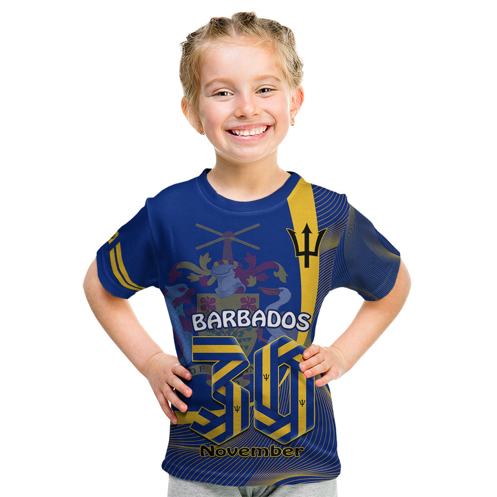 Personalised Barbados Independence Day Kid T Shirt 30 November Happy Anniversary Barbadian - Wonder Print Shop