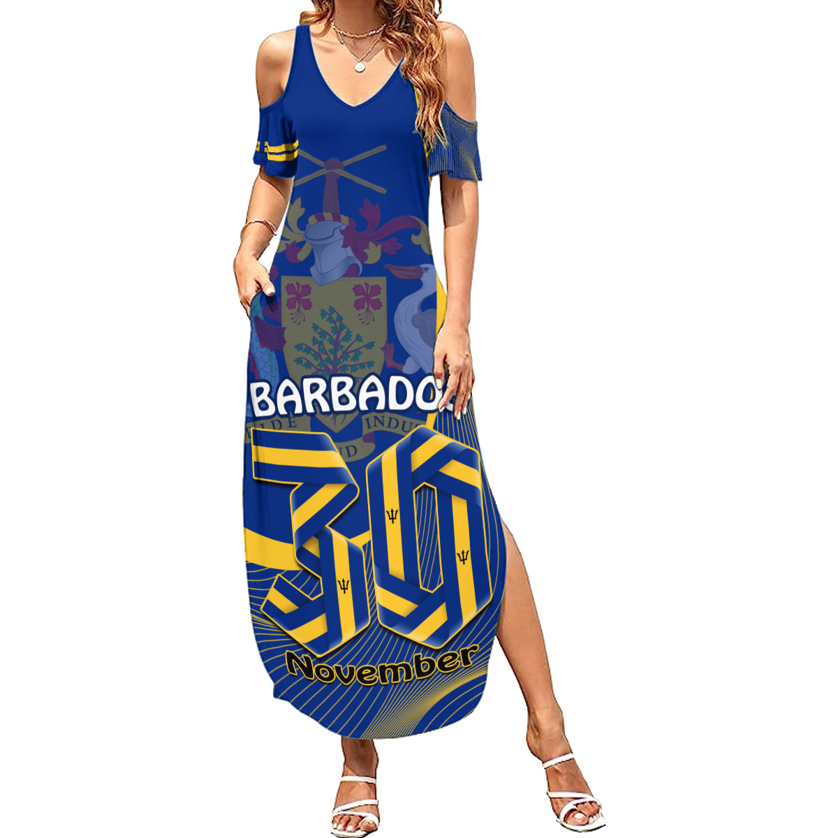 Personalised Barbados Independence Day Summer Maxi Dress 30 November Happy Anniversary Barbadian - Wonder Print Shop