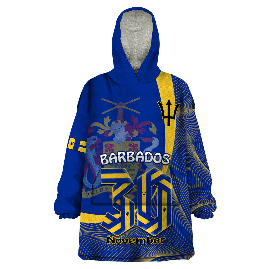 Personalised Barbados Independence Day Wearable Blanket Hoodie 30 November Happy Anniversary Barbadian - Wonder Print Shop