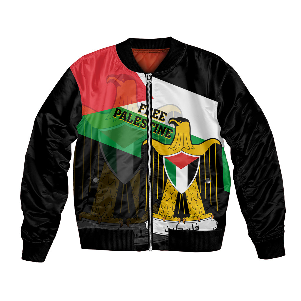 Free Palestine Bomber Jacket Coat Of Arms Mix Flag Style - Wonder Print Shop