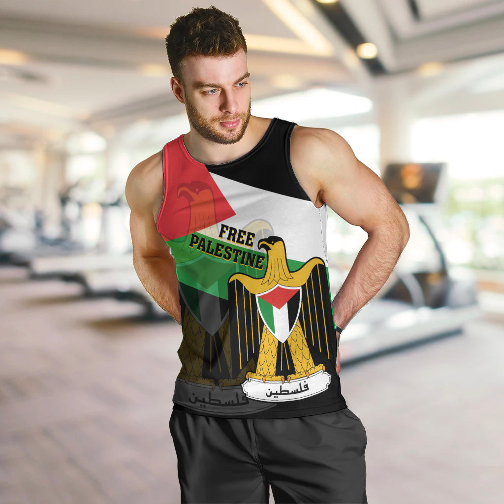 Free Palestine Men Tank Top Coat Of Arms Mix Flag Style - Wonder Print Shop