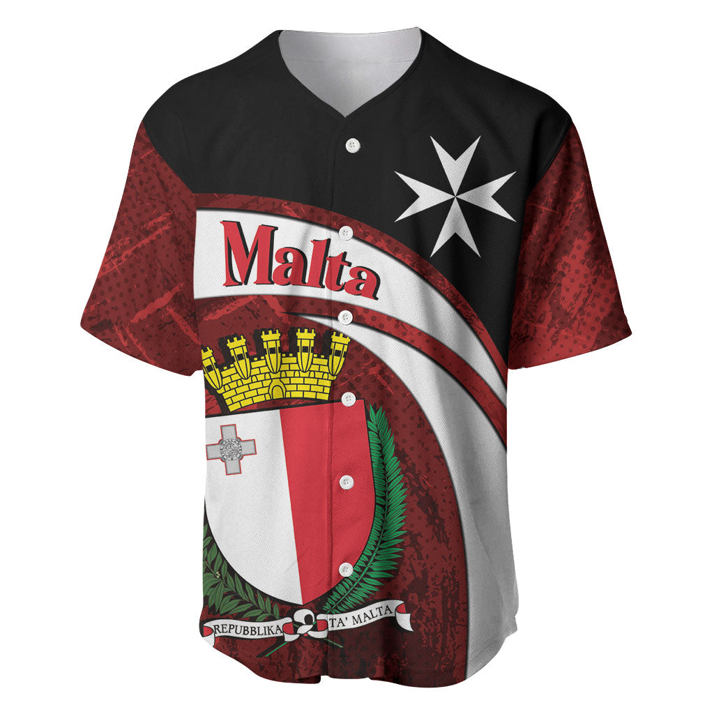 Personalised Malta Republic Day Baseball Jersey Maltese Cross With Coat Of Arms