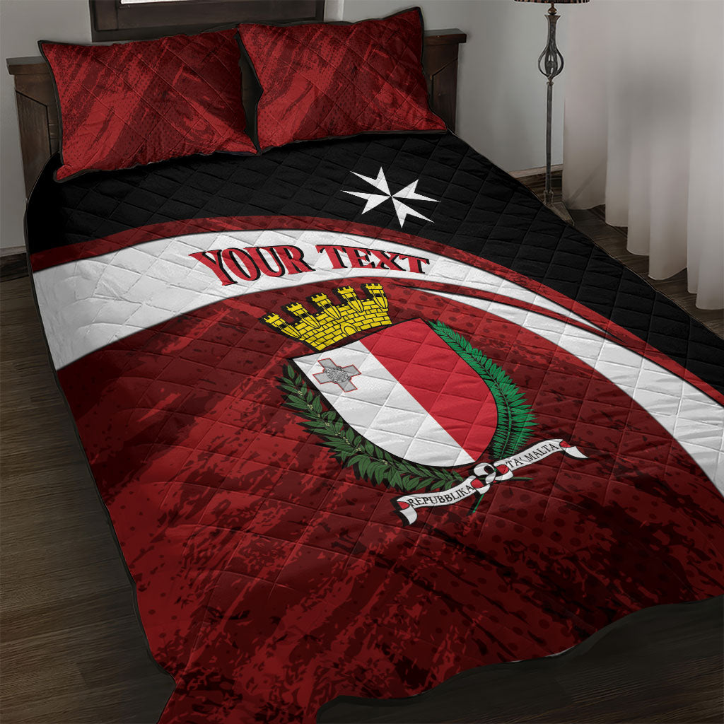 Personalised Malta Republic Day Quilt Bed Set Maltese Cross With Coat Of Arms