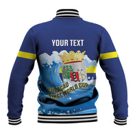 Personalized Curacao Football Baseball Jacket First-ever World Cup Ride The Blue Wave - Wonder Print Shop