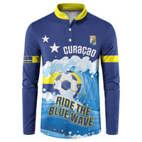 Personalized Curacao Football Button Sweatshirt First-ever World Cup Ride The Blue Wave - Wonder Print Shop