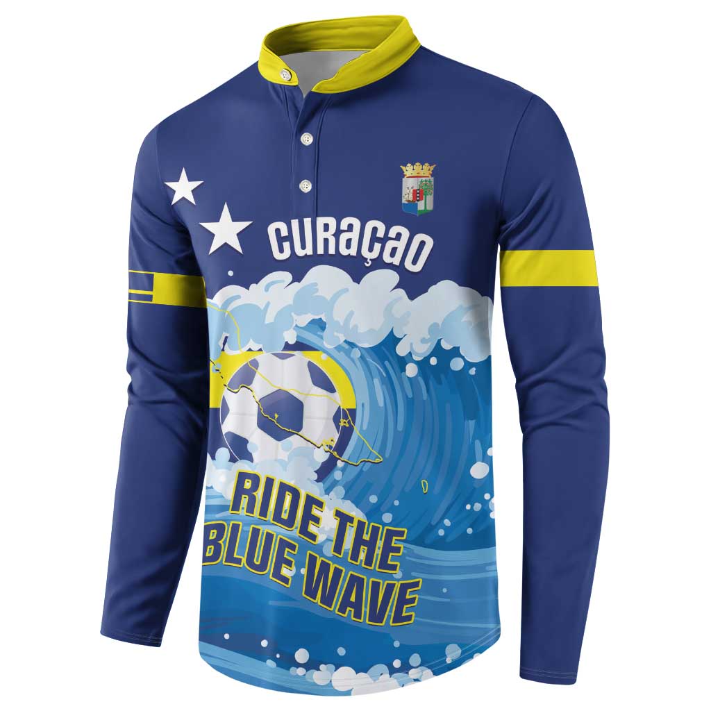 Personalized Curacao Football Button Sweatshirt First-ever World Cup Ride The Blue Wave - Wonder Print Shop