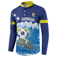 Personalized Curacao Football Button Sweatshirt First-ever World Cup Ride The Blue Wave - Wonder Print Shop