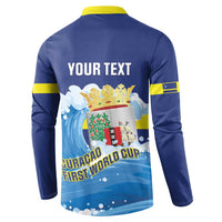 Personalized Curacao Football Button Sweatshirt First-ever World Cup Ride The Blue Wave - Wonder Print Shop