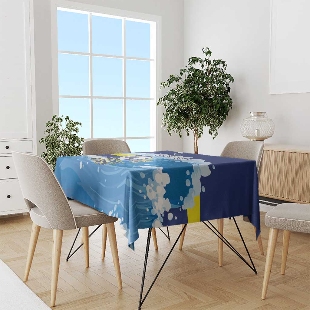Personalized Curacao Football Tablecloth First-ever World Cup Ride The Blue Wave - Wonder Print Shop