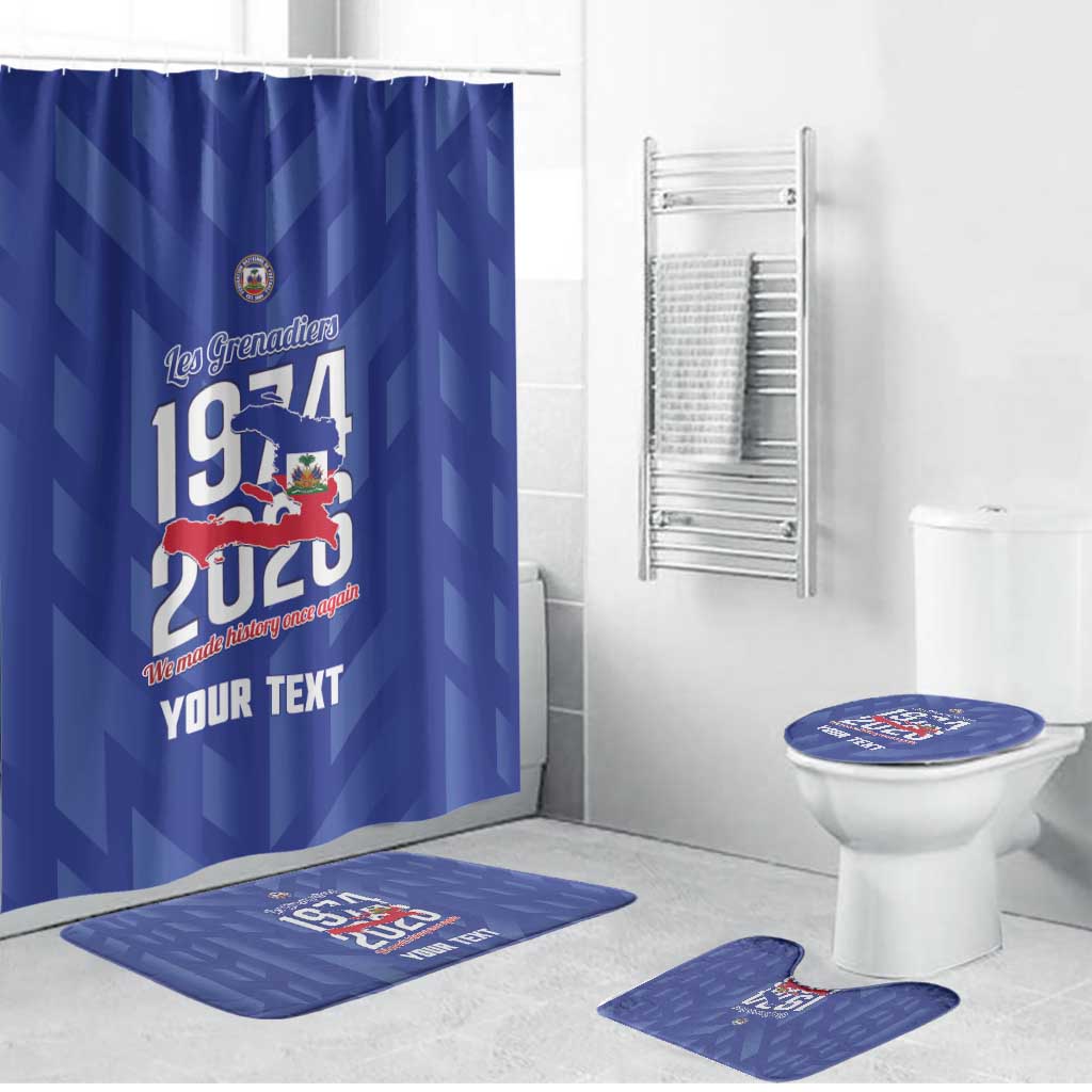 Personalized Haiti Football Bathroom Set Les Grenadiers Made History Once Again Blue Color - Wonder Print Shop
