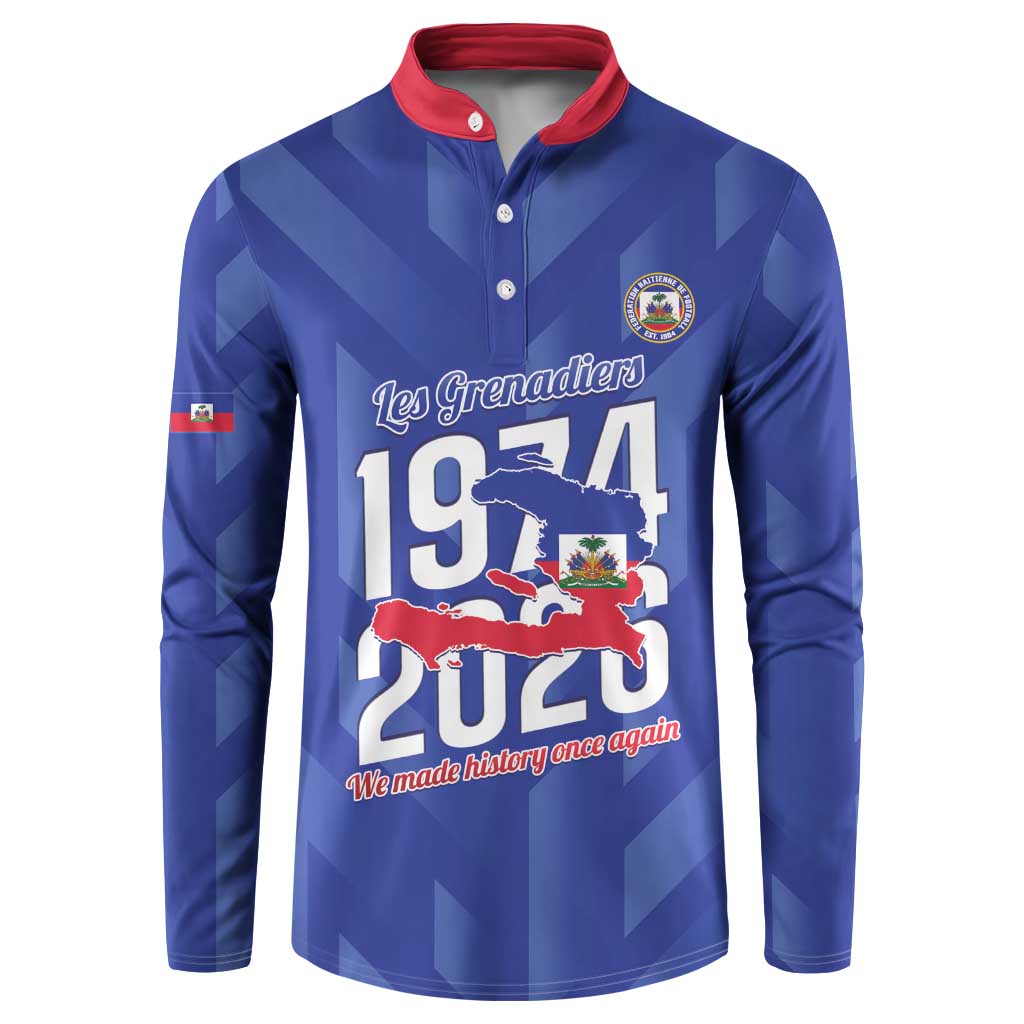 Personalized Haiti Football Button Sweatshirt Les Grenadiers Made History Once Again Blue Color - Wonder Print Shop