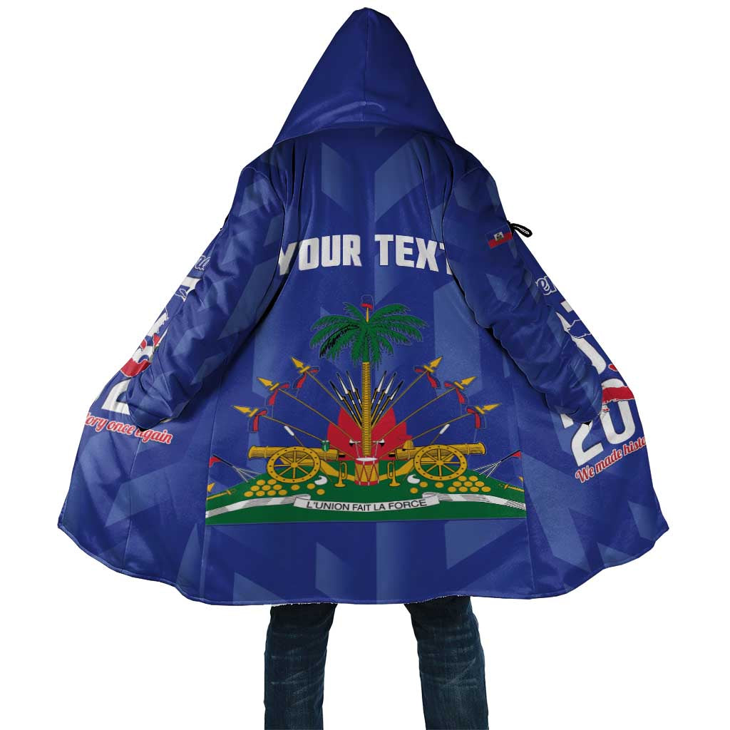 Personalized Haiti Football Cloak Les Grenadiers Made History Once Again Blue Color - Wonder Print Shop