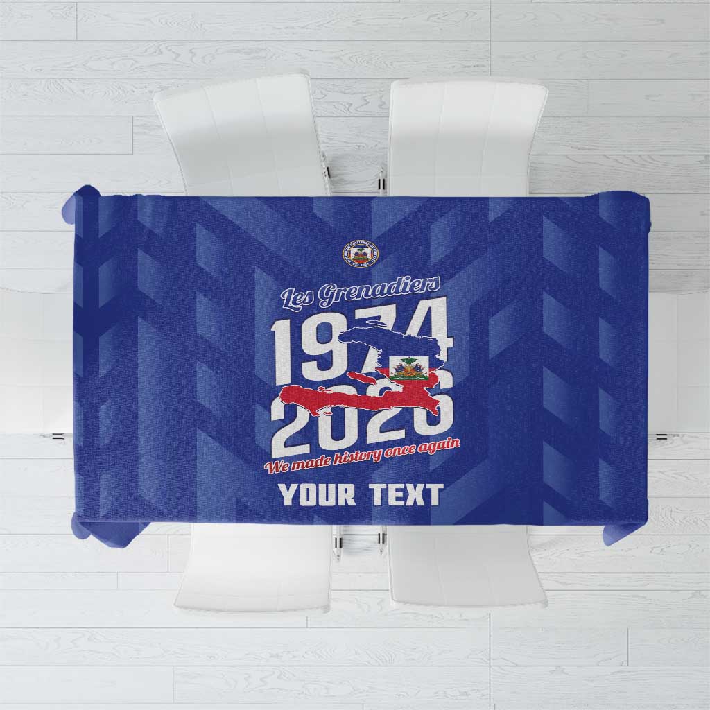 Personalized Haiti Football Tablecloth Les Grenadiers Made History Once Again Blue Color - Wonder Print Shop