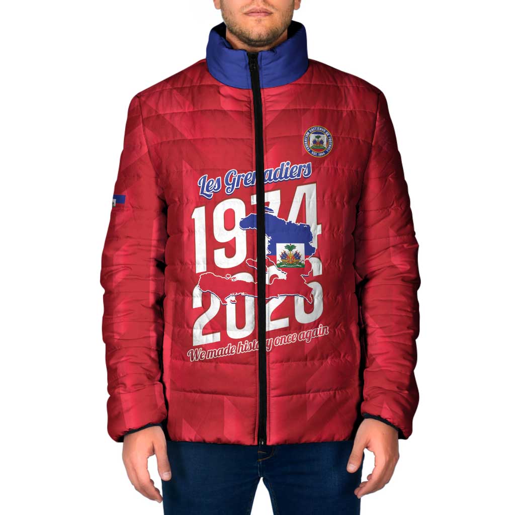 Personalized Haiti Football Padded Jacket Les Grenadiers Made History Once Again Red Color - Wonder Print Shop