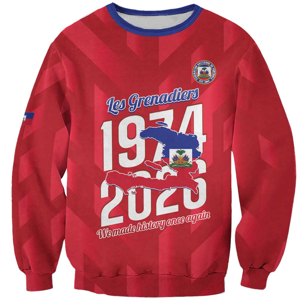Personalized Haiti Football Sweatshirt Les Grenadiers Made History Once Again Red Color - Wonder Print Shop