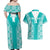 Custom South Africa Rugby Couples Matching Off Shoulder Maxi Dress and Hawaiian Shirt Go Champions Springboks - Teal Version - Wonder Print Shop