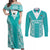 Custom South Africa Rugby Couples Matching Off Shoulder Maxi Dress and Long Sleeve Button Shirt Go Champions Springboks - Teal Version - Wonder Print Shop