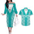 Custom South Africa Rugby Couples Matching Off The Shoulder Long Sleeve Dress and Hawaiian Shirt Go Champions Springboks - Teal Version - Wonder Print Shop