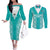 Custom South Africa Rugby Couples Matching Off The Shoulder Long Sleeve Dress and Long Sleeve Button Shirt Go Champions Springboks - Teal Version