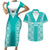 Custom South Africa Rugby Couples Matching Short Sleeve Bodycon Dress and Hawaiian Shirt Go Champions Springboks - Teal Version - Wonder Print Shop