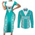 Custom South Africa Rugby Couples Matching Short Sleeve Bodycon Dress and Long Sleeve Button Shirt Go Champions Springboks - Teal Version - Wonder Print Shop