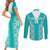 Custom South Africa Rugby Couples Matching Short Sleeve Bodycon Dress and Long Sleeve Button Shirt Go Champions Springboks - Teal Version - Wonder Print Shop