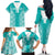 Custom South Africa Rugby Family Matching Off The Shoulder Long Sleeve Dress and Hawaiian Shirt Go Champions Springboks - Teal Version - Wonder Print Shop