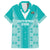 Custom South Africa Rugby Family Matching Off The Shoulder Long Sleeve Dress and Hawaiian Shirt Go Champions Springboks - Teal Version - Wonder Print Shop