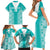 Custom South Africa Rugby Family Matching Short Sleeve Bodycon Dress and Hawaiian Shirt Go Champions Springboks - Teal Version - Wonder Print Shop