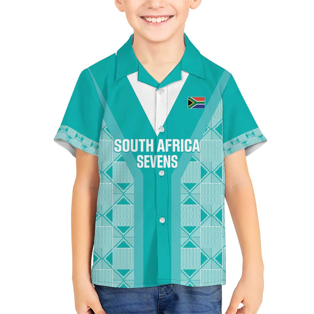 Custom South Africa Rugby Kid Hawaiian Shirt Go Champions Springboks - Teal Version - Wonder Print Shop