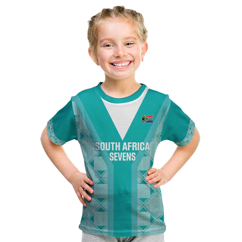 Custom South Africa Rugby Kid T Shirt Go Champions Springboks - Teal Version - Wonder Print Shop