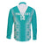 Custom South Africa Rugby Long Sleeve Button Shirt Go Champions Springboks - Teal Version - Wonder Print Shop