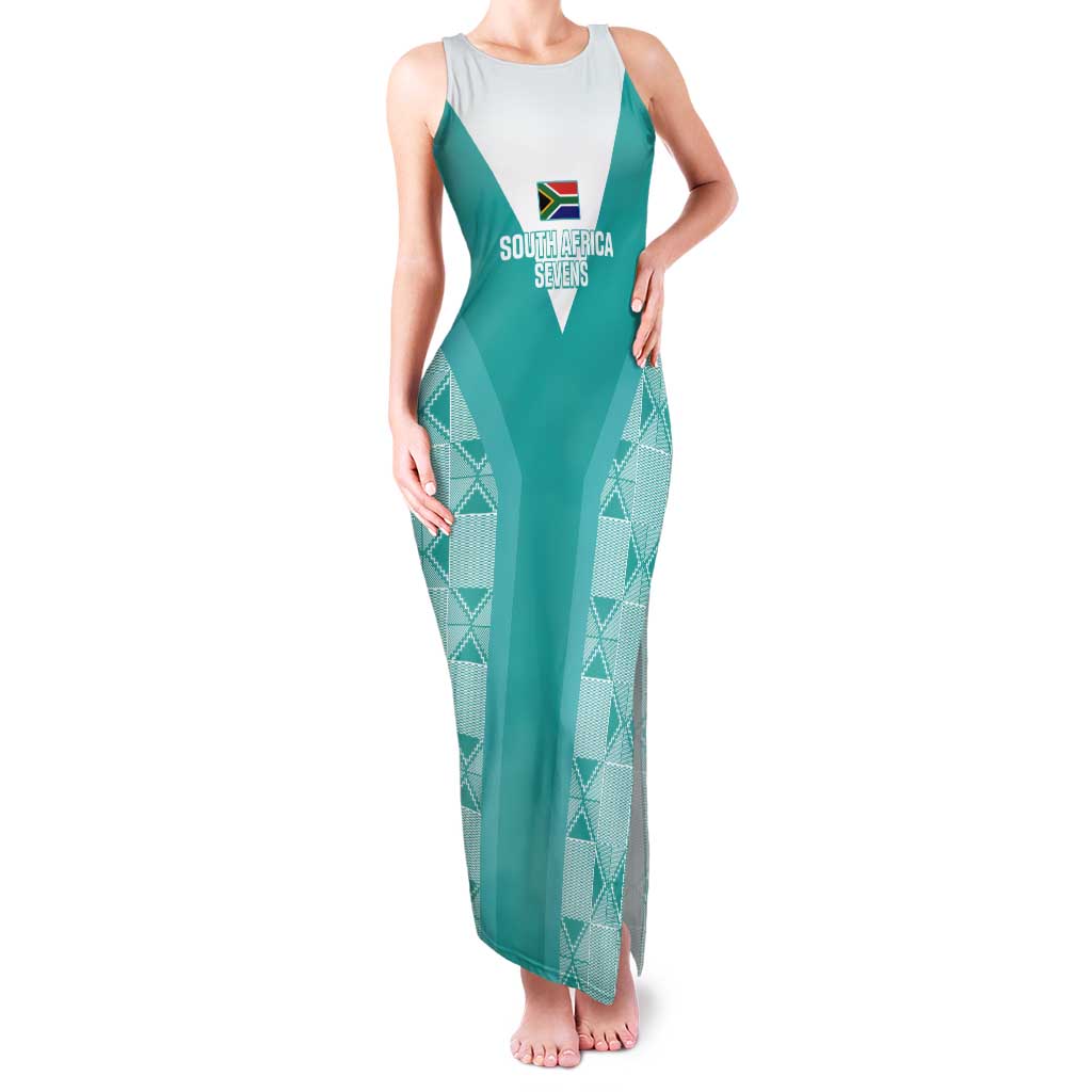 Custom South Africa Rugby Tank Maxi Dress Go Champions Springboks - Teal Version