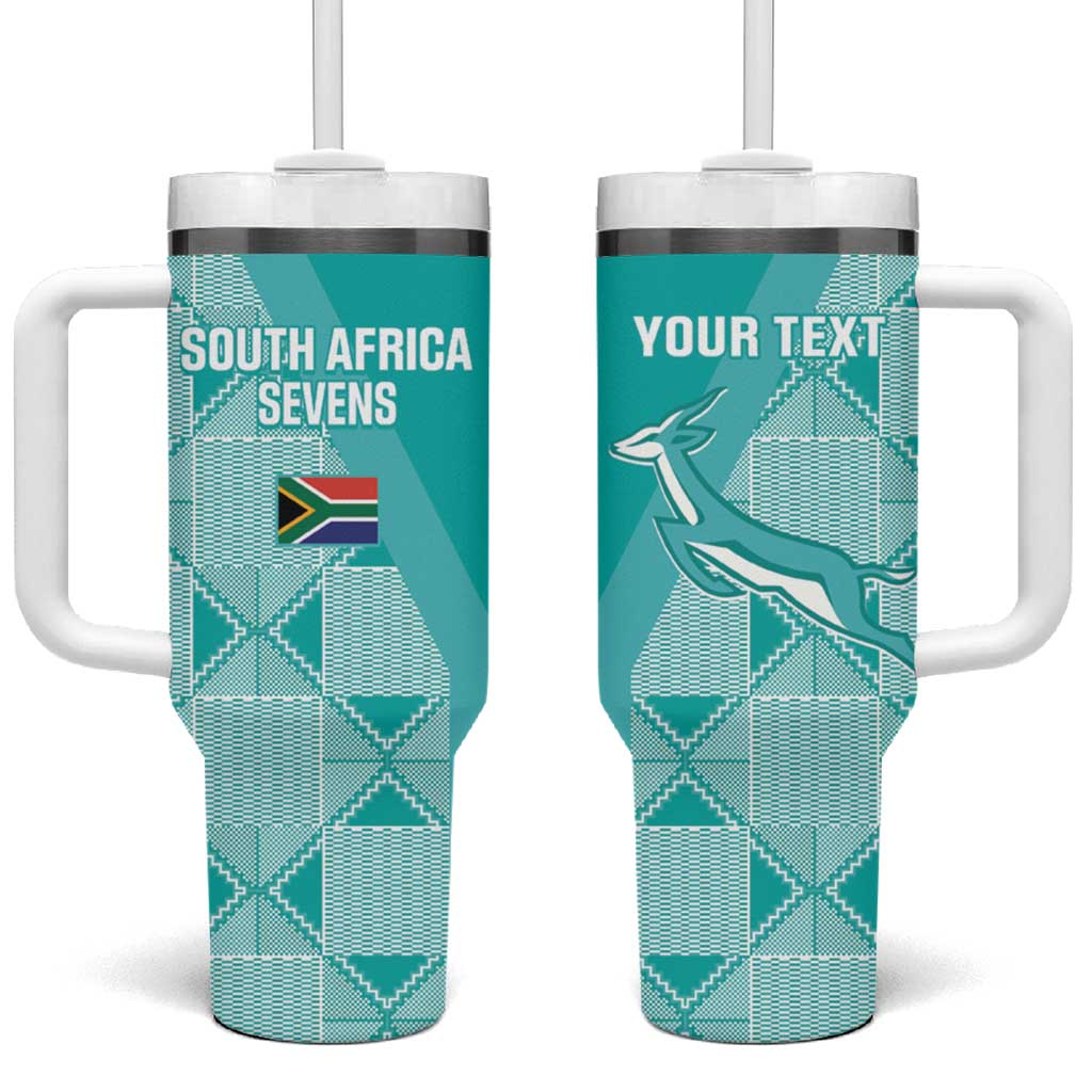 Custom South Africa Rugby Tumbler With Handle Go Champions Springboks - Teal Version