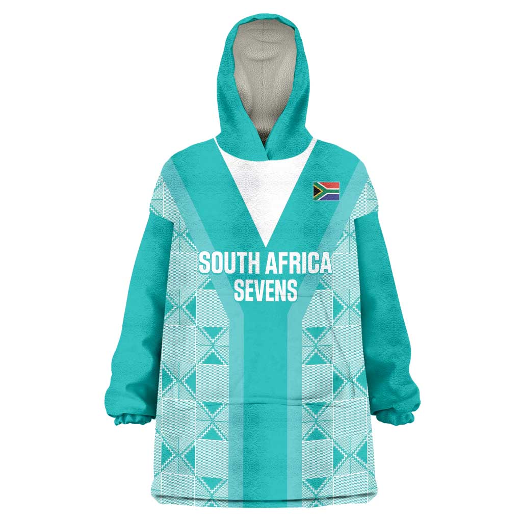 Custom South Africa Rugby Wearable Blanket Hoodie Go Champions Springboks - Teal Version