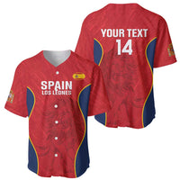 Red rugby baseball jersey set: Spain front and YOUR TEXT 14 back
