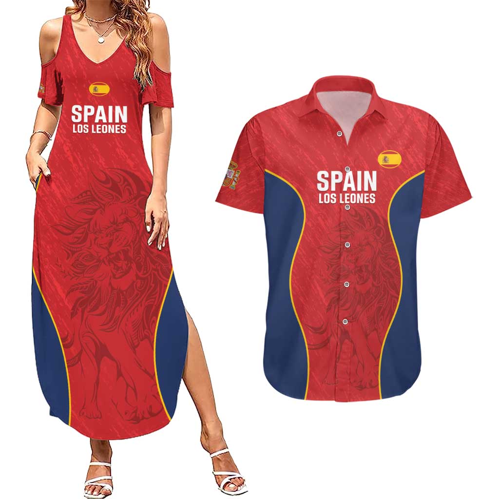 Custom Spain Rugby Couples Matching Summer Maxi Dress and Hawaiian Shirt Go Champions Lions - Wonder Print Shop