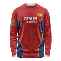 Red rugby long-sleeve shirt with blue/yellow trim, lion graphic and chest crest