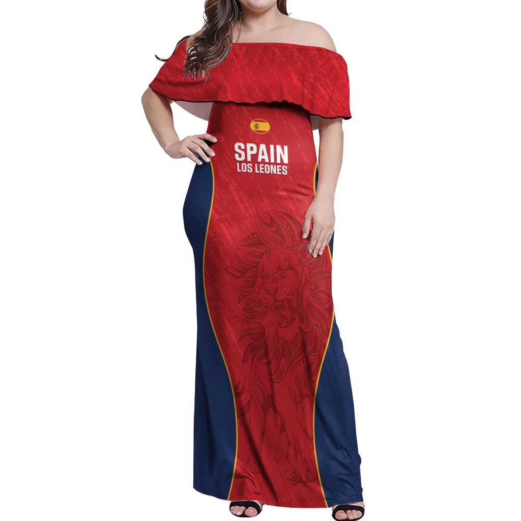 Custom Spain Rugby Off Shoulder Maxi Dress Go Champions Lions - Wonder Print Shop