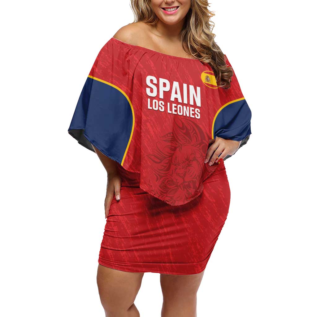 Custom Spain Rugby Off Shoulder Short Dress Go Champions Lions - Wonder Print Shop