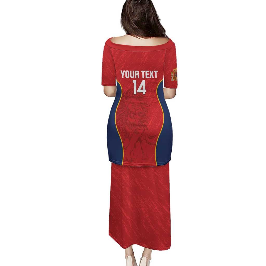 Red rugby-style long dress back with Your Text 14 and graphic panel
