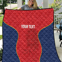 Custom Spain rugby quilt blanket: full red-and-blue quilted star, Your Text