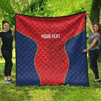 Custom Spain rugby quilt blanket: red-and-blue quilted star, Your Text