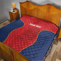 Custom Spain rugby quilt: red-and-blue quilted star with Your Text