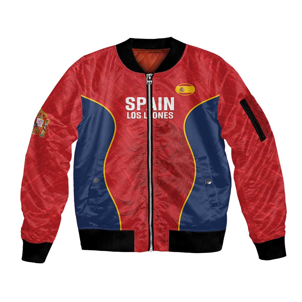 Custom Spain Rugby Sleeve Zip Bomber Jacket Go Champions Lions - Wonder Print Shop