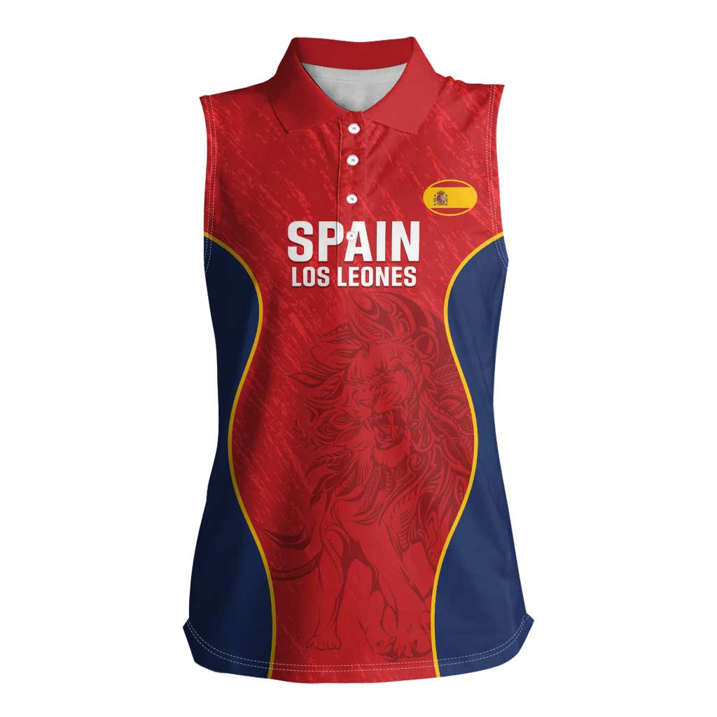 Custom Spain Rugby Women Sleeveless Polo Shirt Go Champions Lions - Wonder Print Shop