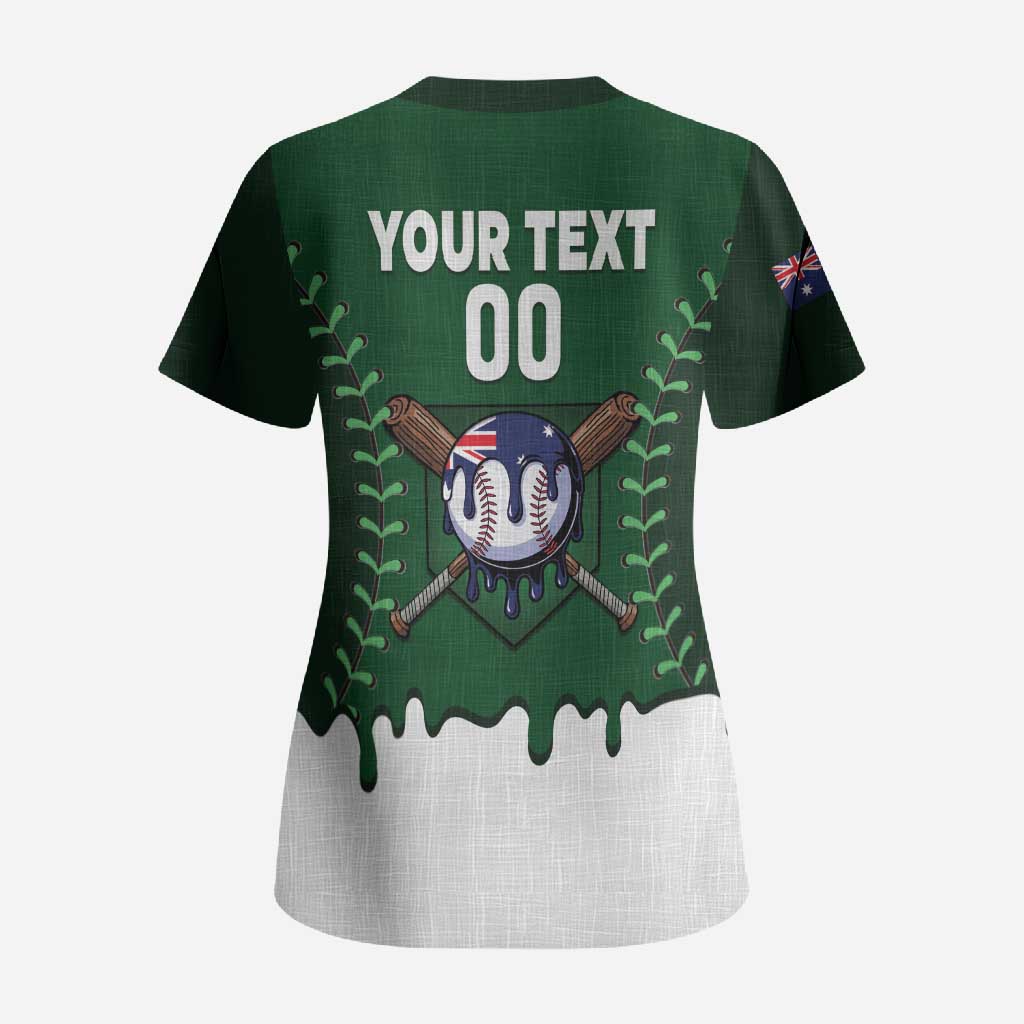 Australia 2026 Baseball Custom Scrub Top Go Aussie Drip Style