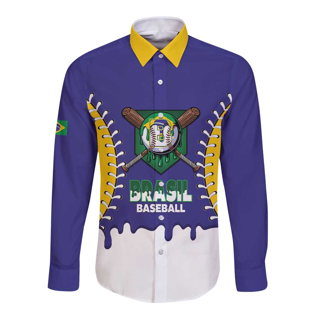 Brazil 2026 Baseball Custom Long Sleeve Button Shirt Go Champions Drip Style