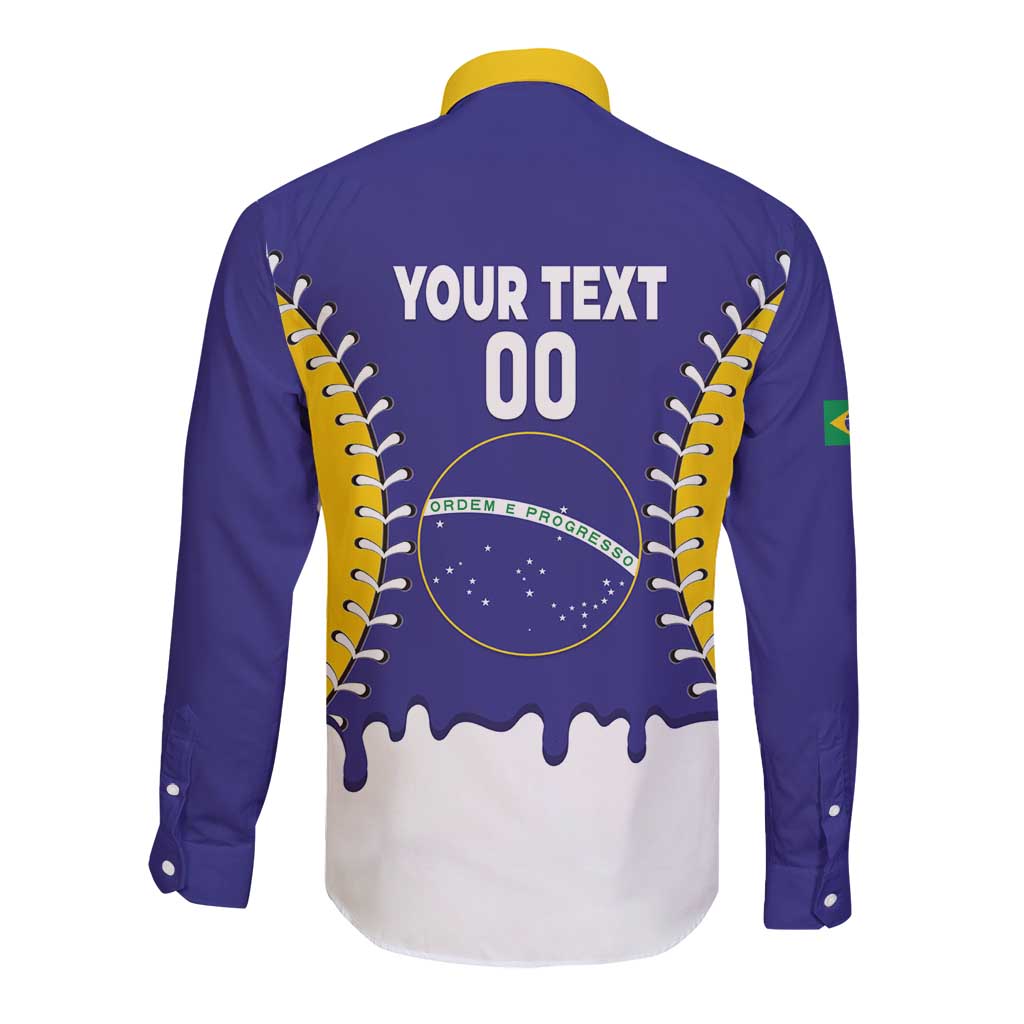 Brazil 2026 Baseball Custom Long Sleeve Button Shirt Go Champions Drip Style