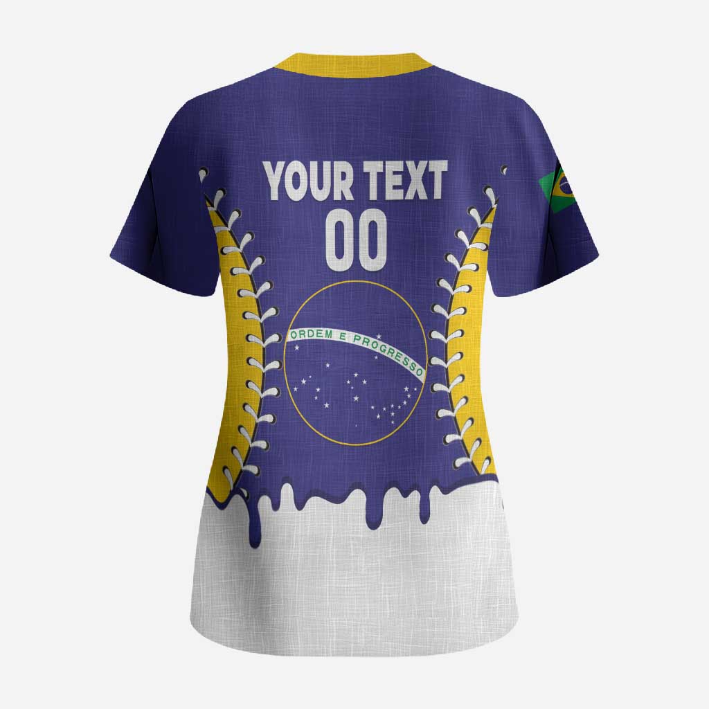 Brazil 2026 Baseball Custom Scrub Top Go Champions Drip Style